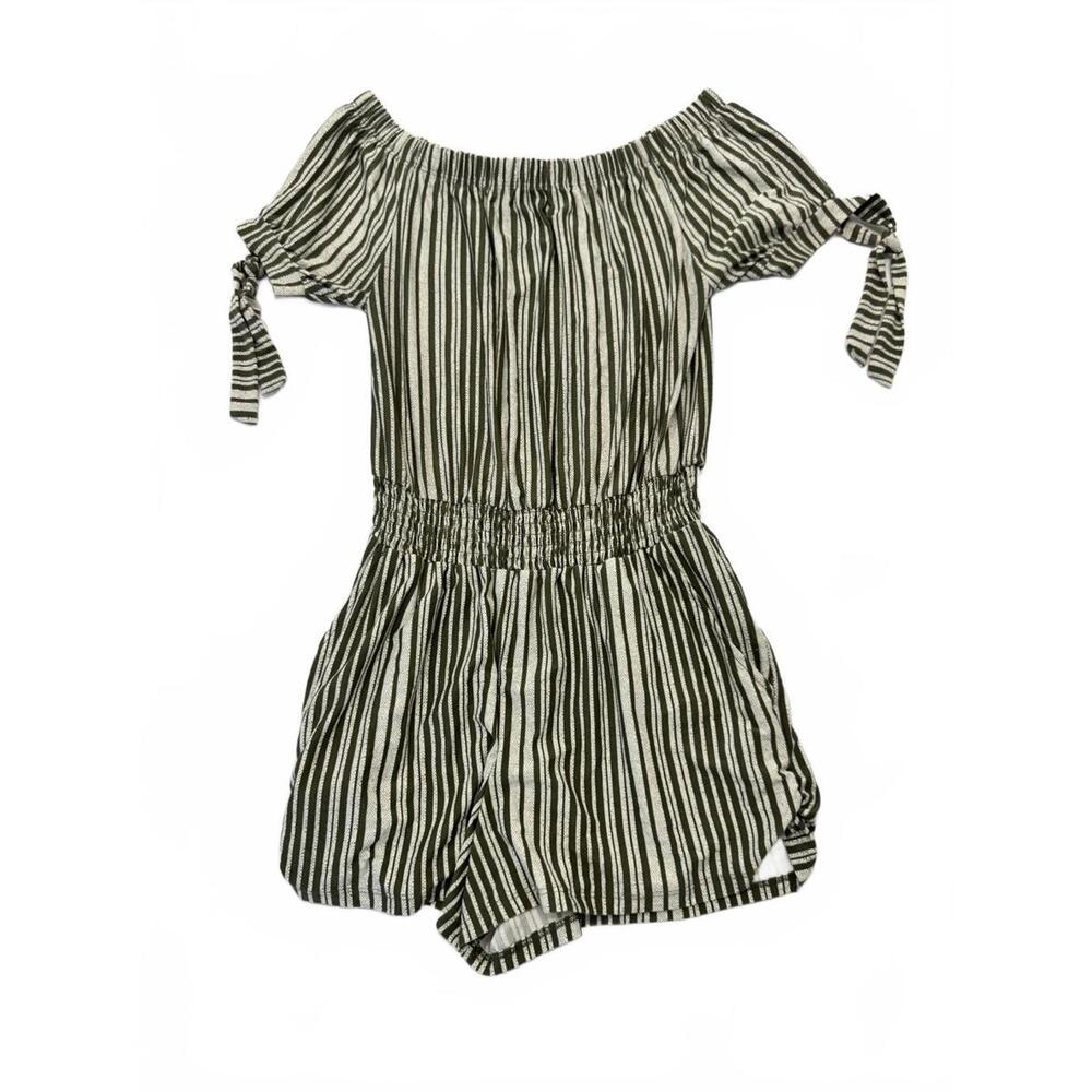 Derek heart Women's Striped Off-Shoulder Romper